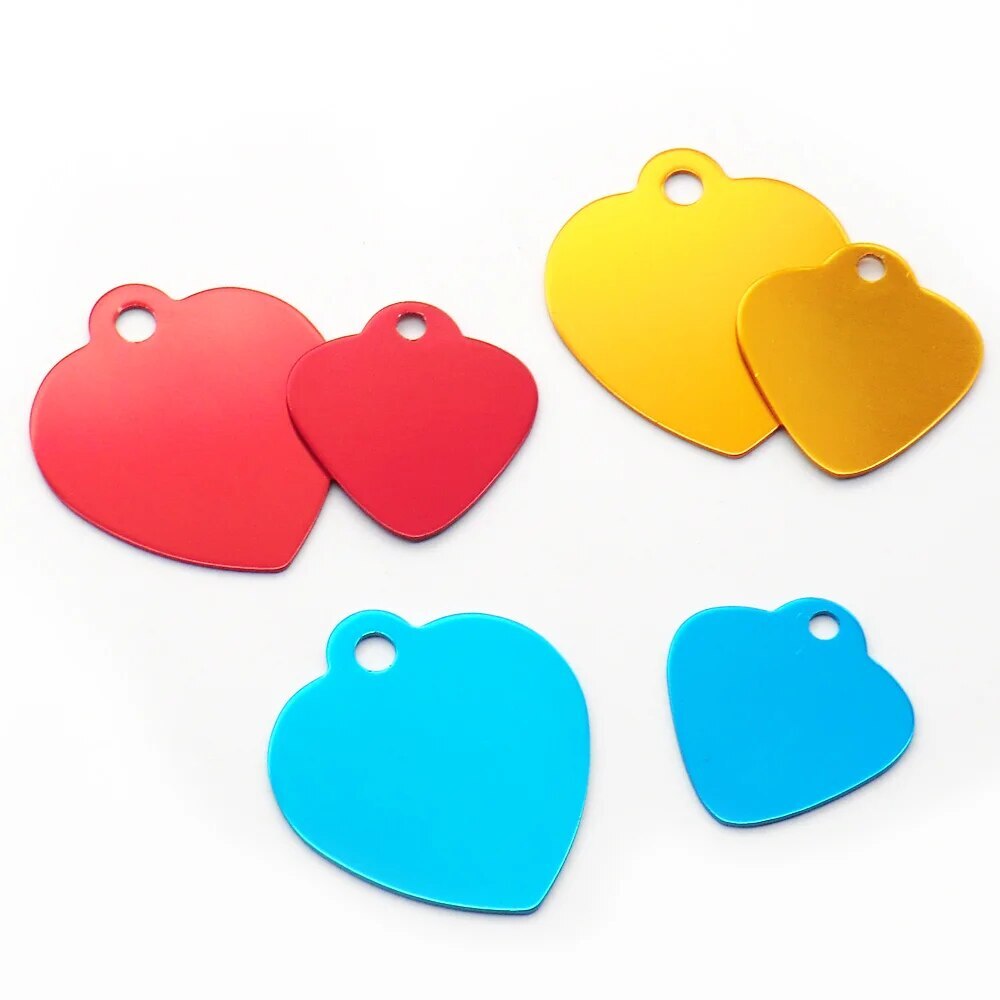 Beautiful HEART TOP Anodized Aluminum Pet ID Tags Collars Custom For Cat Dog