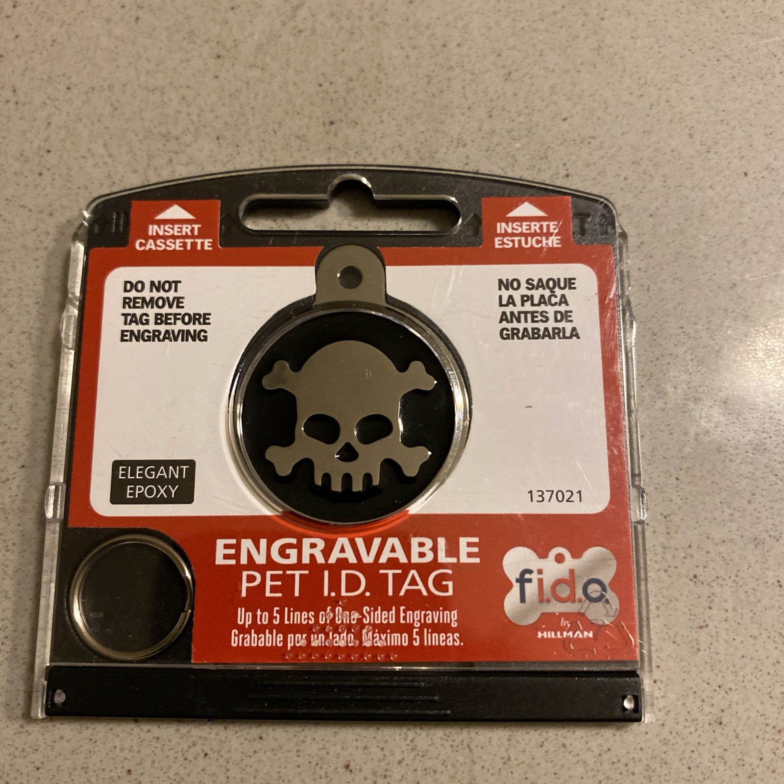 Fido Engrave Pet ID Tag Skull And Cross Bones Design