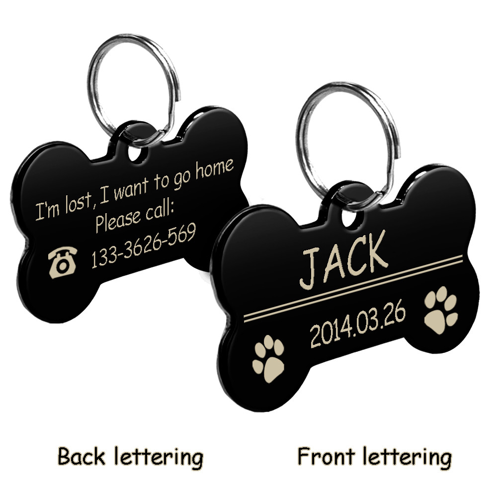 Bone Shape Dog Tags Personalized Engraved Pet Puppy ID Name Tag with 4 Colors