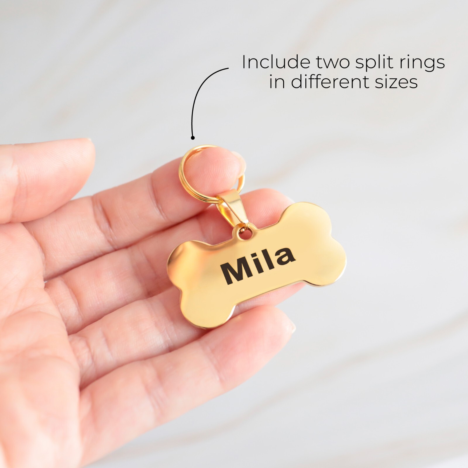 Personalized Stainless Steel Cute Shiny Bling Custom Bone Shape Pet Tag ID