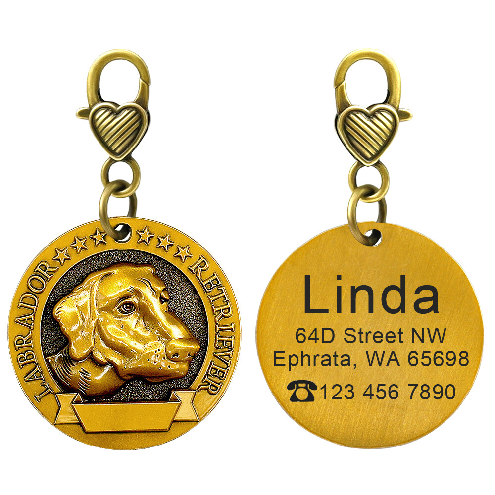 Personalized Dog 3D Tag Round Heavy Duty Custom Pet ID Name Collar Disc Engraved