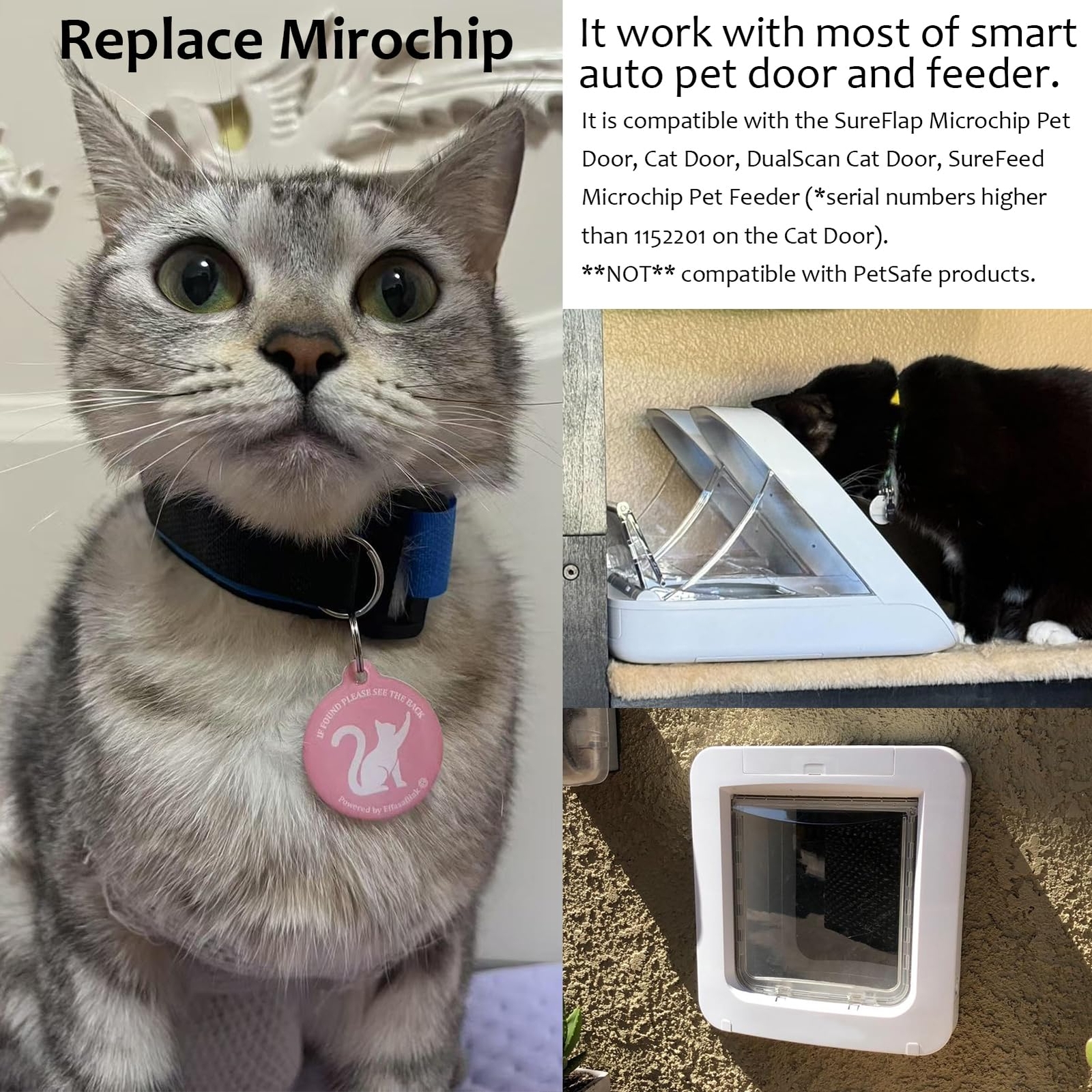 RFID 134.2Khz QR Code Pet ID Tag Dual Function Collar Tag for Smart Doors