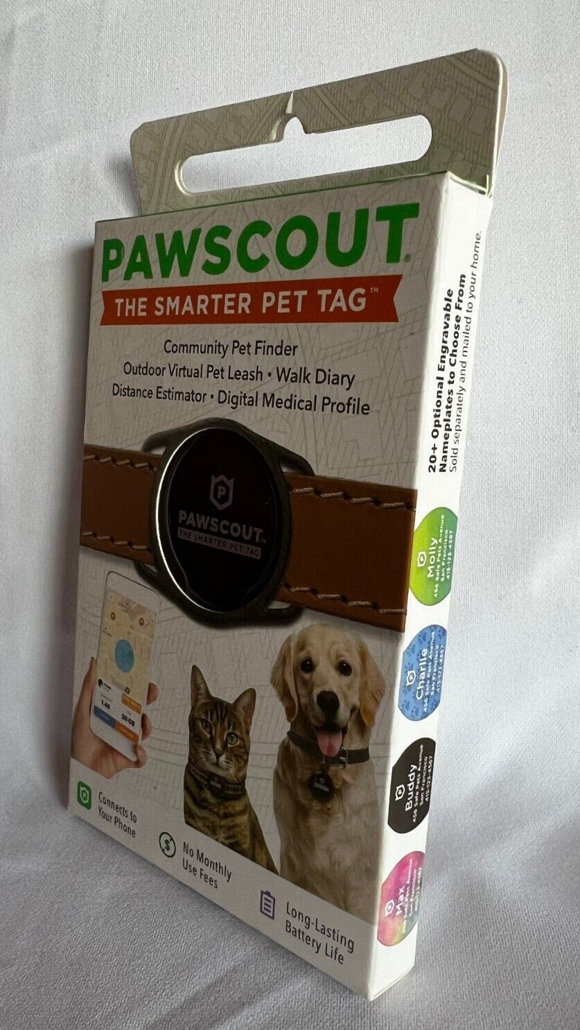 PAWSCOUT The Smarter Pet Tag Community Pet Finder Virtual Pet Leash BRAND NEW