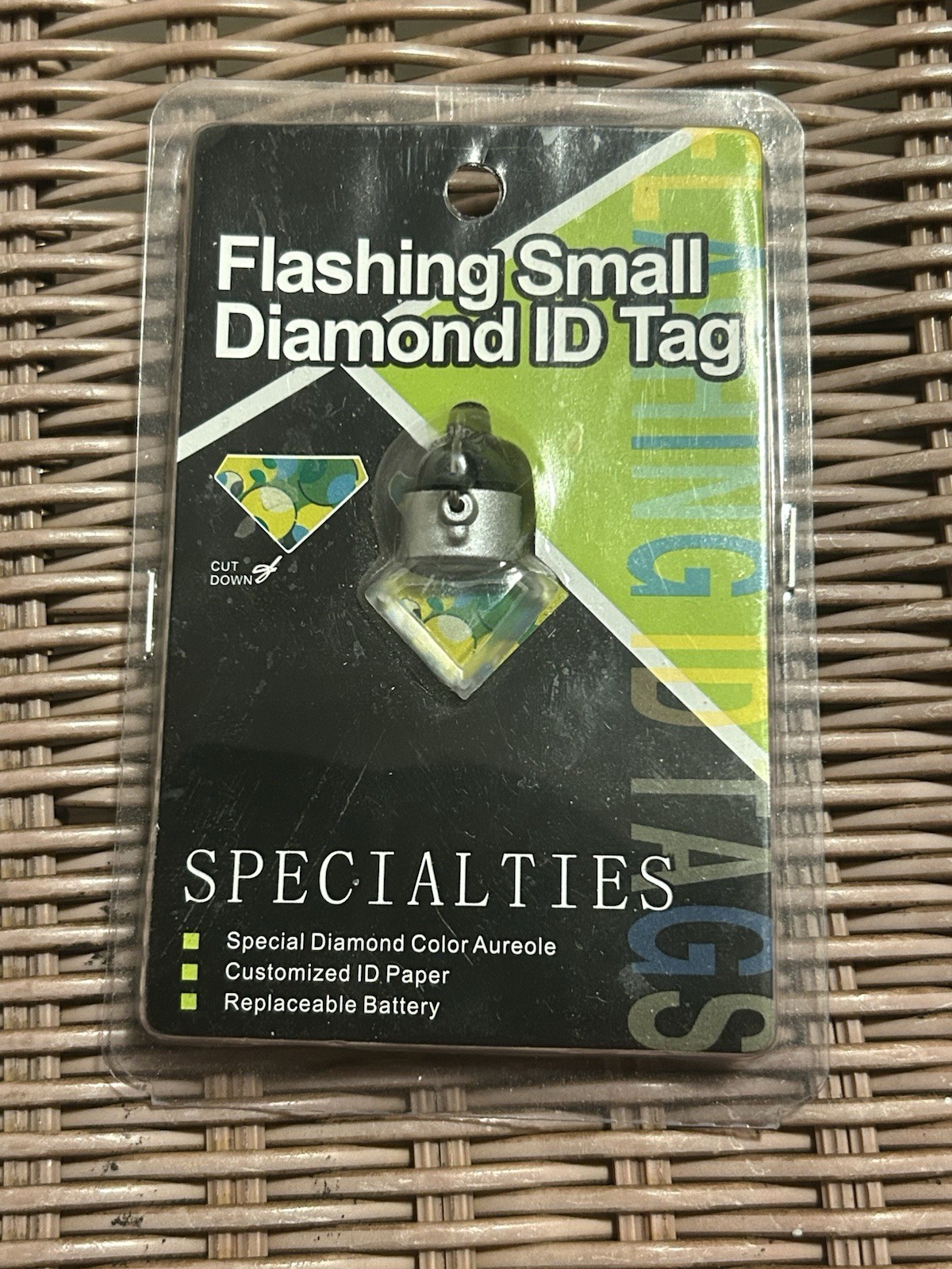 Flashing Small Diamond ID Tag Specialties New Red Green & Blue Colors Sealed!