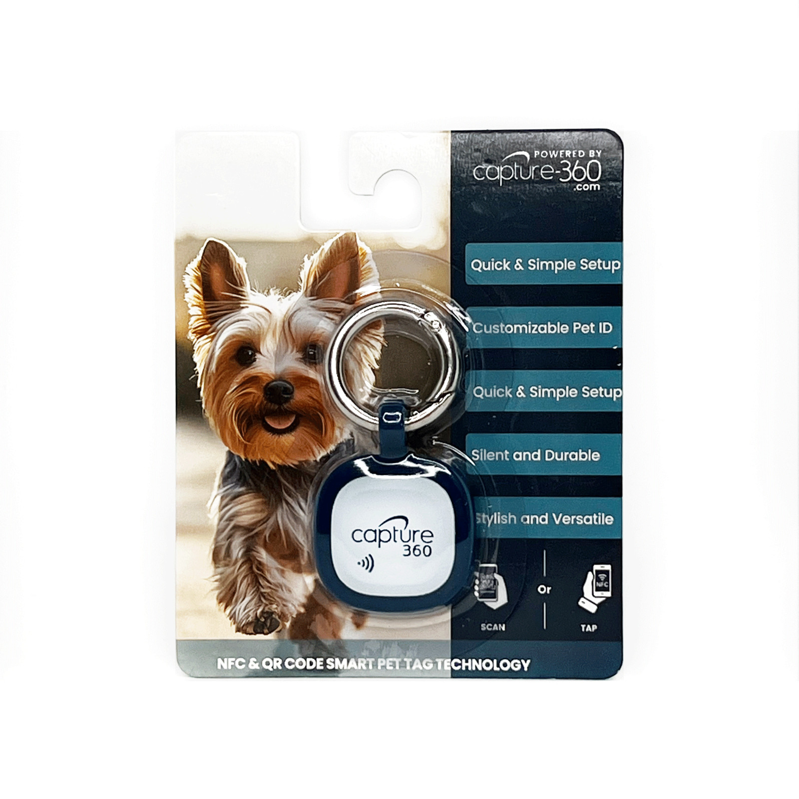 Capture 360 NFC / QR Code Smart Pet ID Tag – Silicone Tag for Dog & Cat
