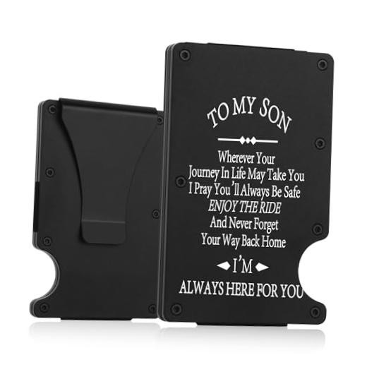To My Son Gifts: Minimalist Personalized Engraved Metal Slim Wallet – Wherever