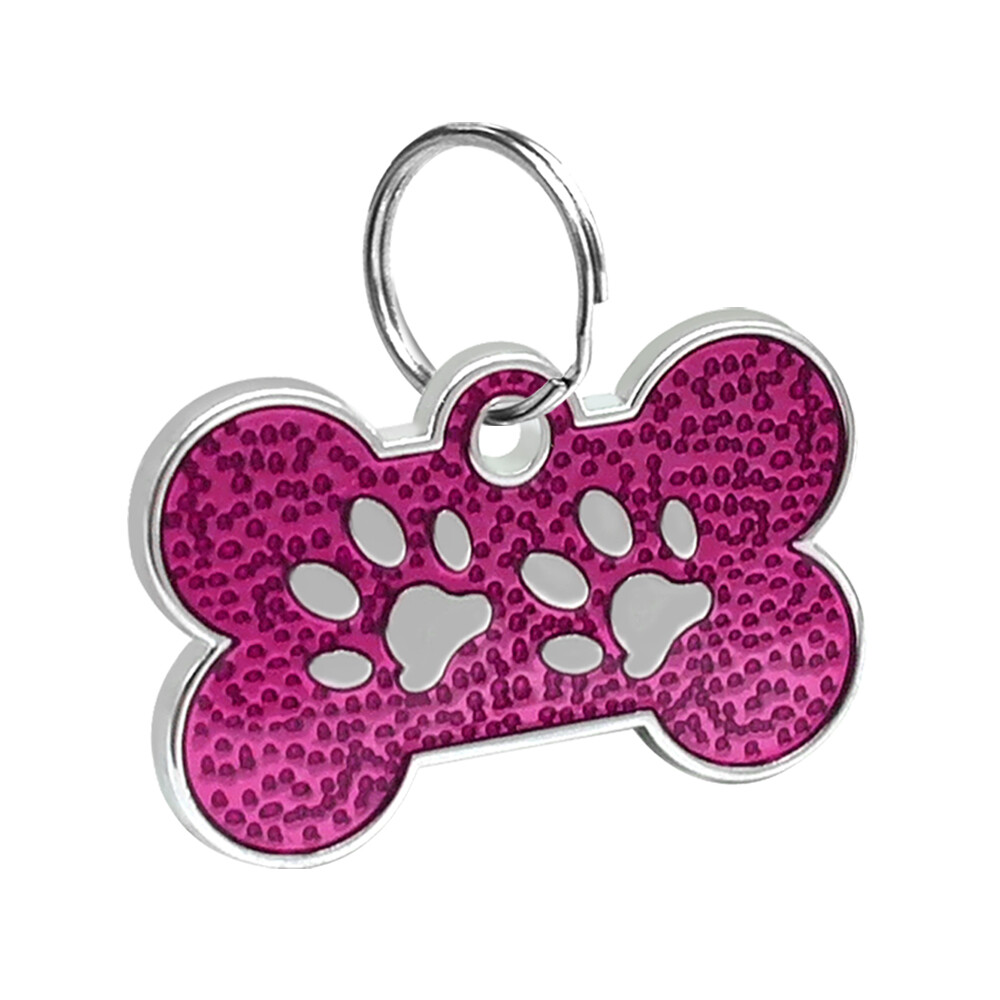 20pcs/lot Glitter Bone Shape Dog Tags Pet ID Collar No Engraving Tags Blank Disc