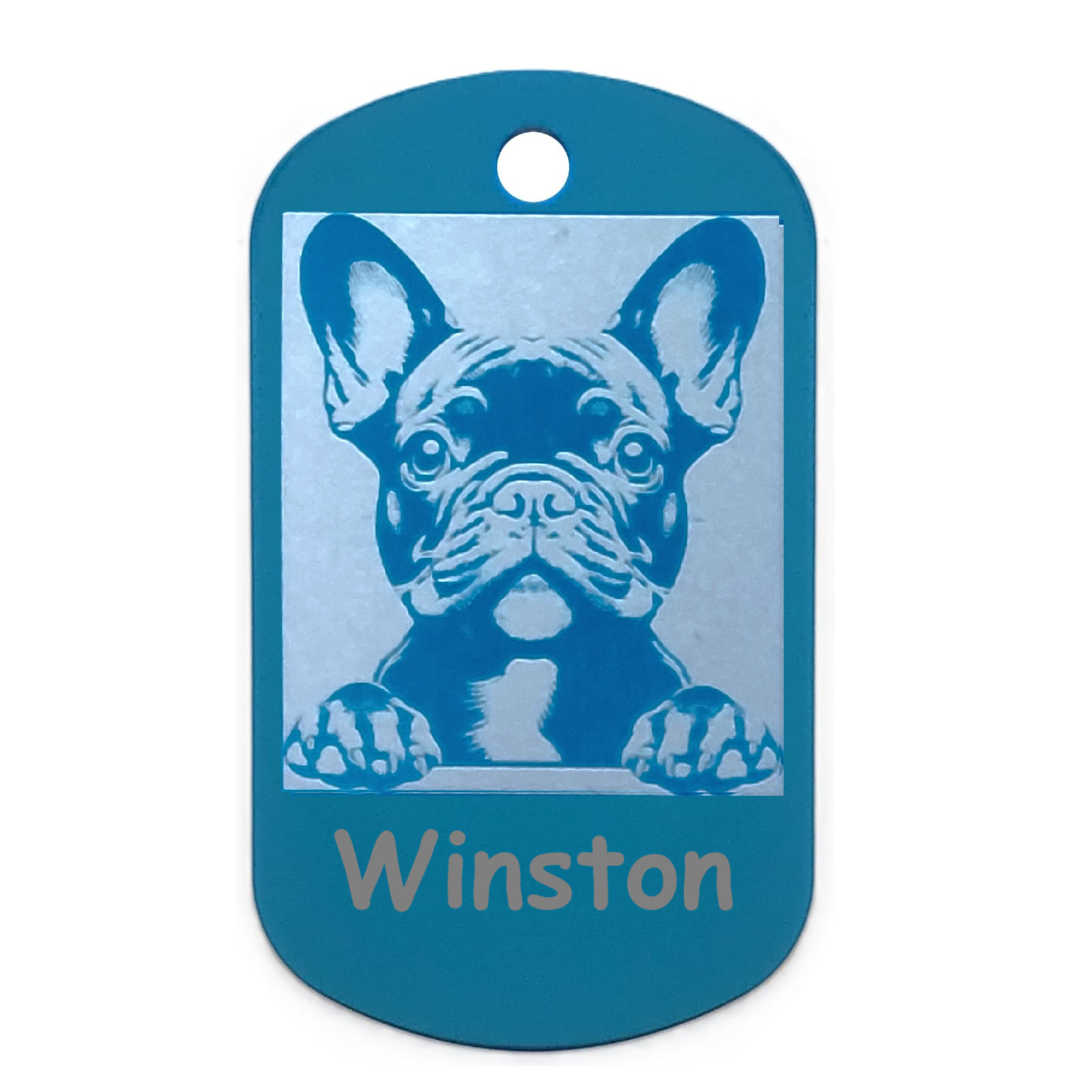 Rectangular Personalized French Bulldog ID Tag – Dog Name Tag for Pet Collar