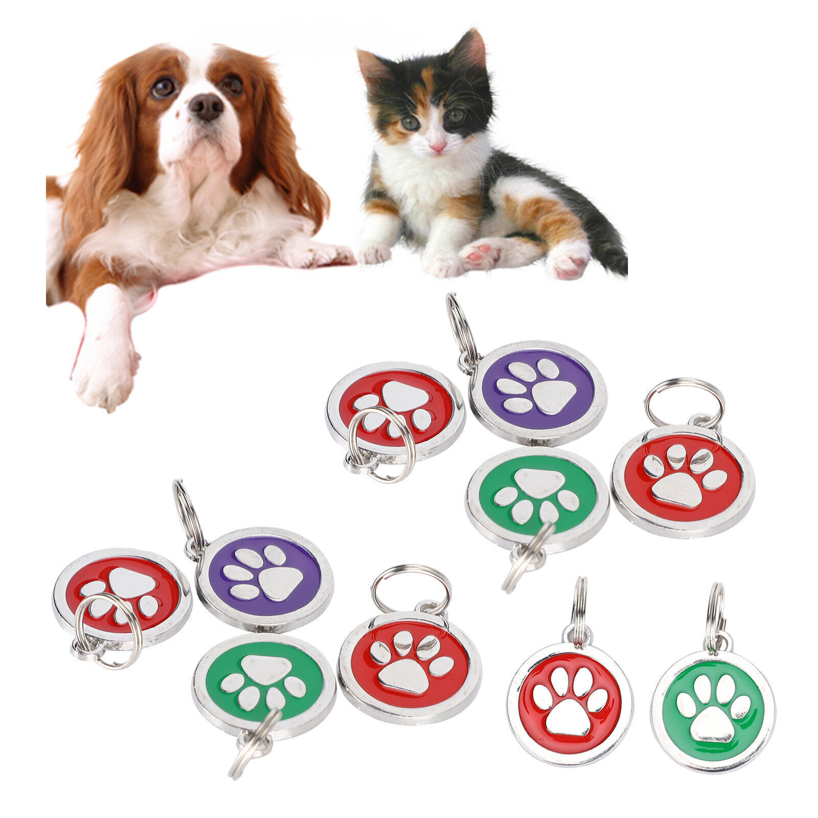 10pcs Pet Footprint Identity Neck Hanging Tag Metal Compact Cute Label for Cats