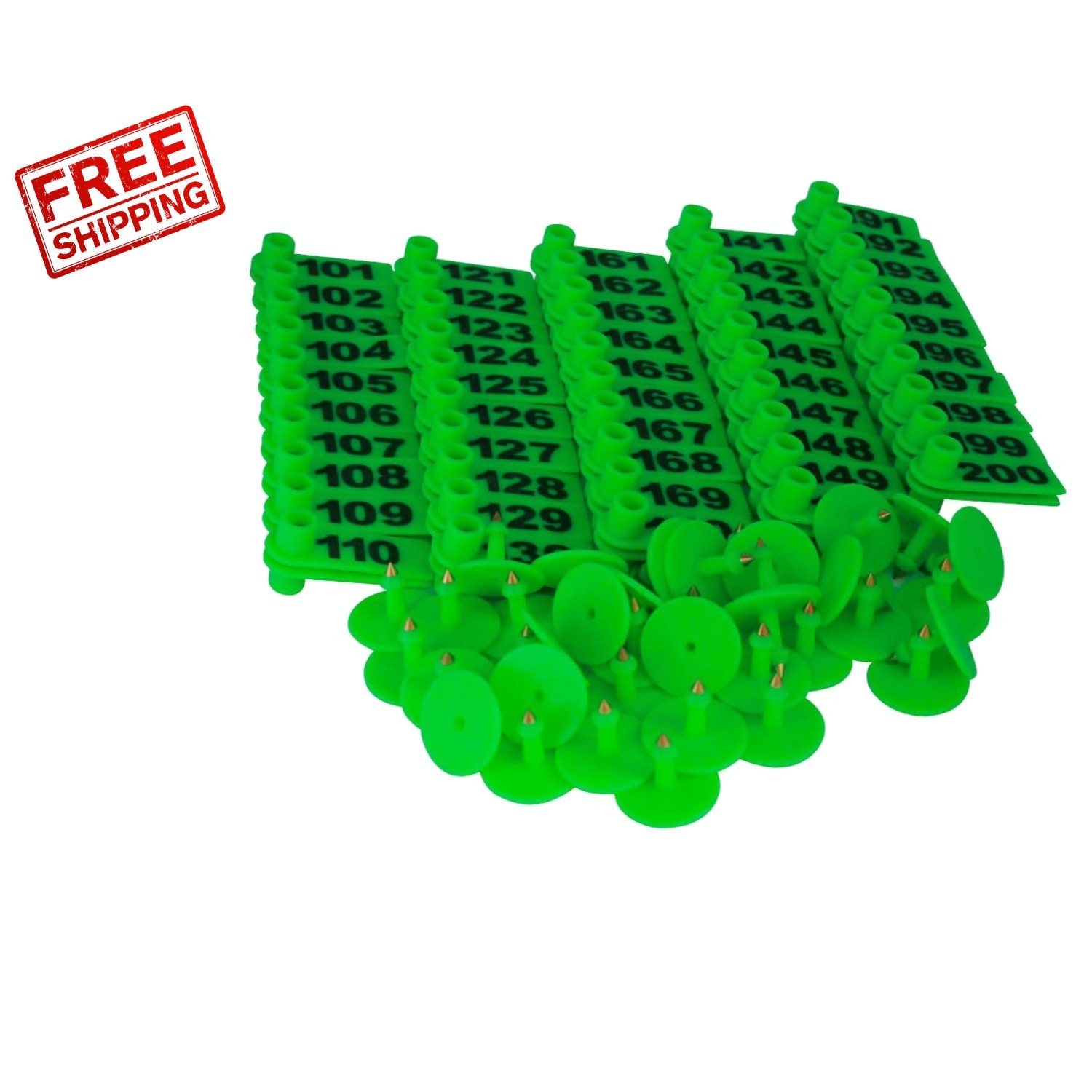 Animal Identification Made Easy – 200 Green Plastic Ear Tags for Small Livestock