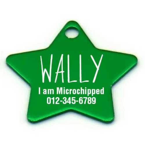 Custom Star Aluminum Pet ID Tag Engraved Placa Estrella Perro Gato 2 Sizes USA