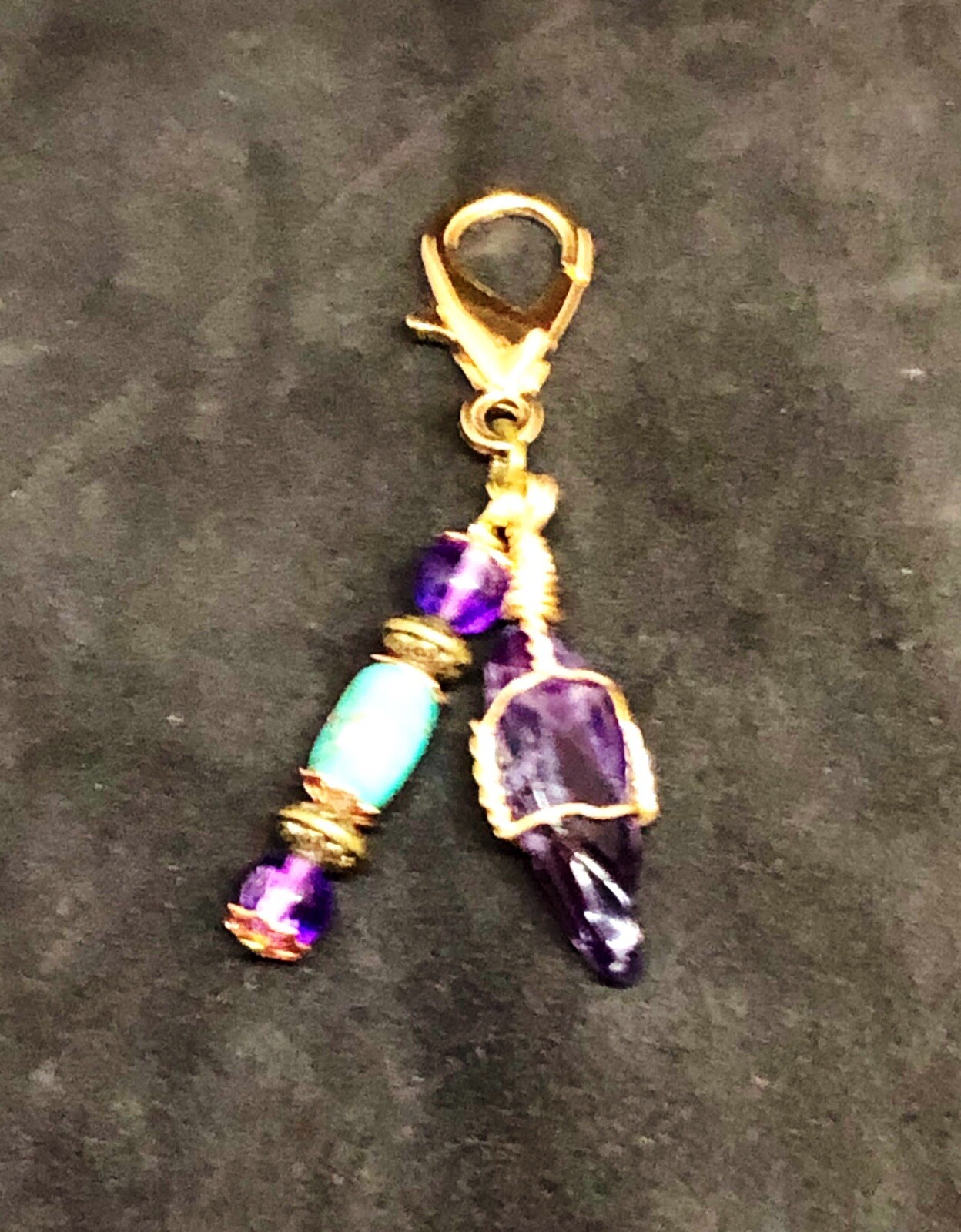 Amethyst & Turquoise Healing Pet Charm, Crystal Pet Charm, Protection Pet Charm,