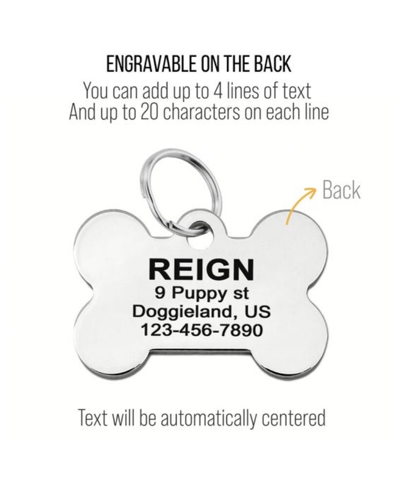 Custom Bone Pet ID Name Tag for Dog Collars Personalized Engraved Tags shape