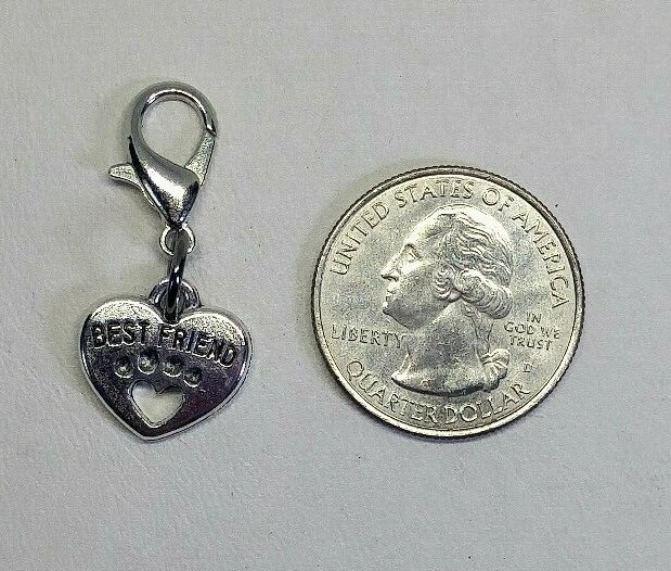 Paw Print “Best Friends” Heart Zipper Pull/ Charm/ Keychain/Pendant; 5pc or 20pc