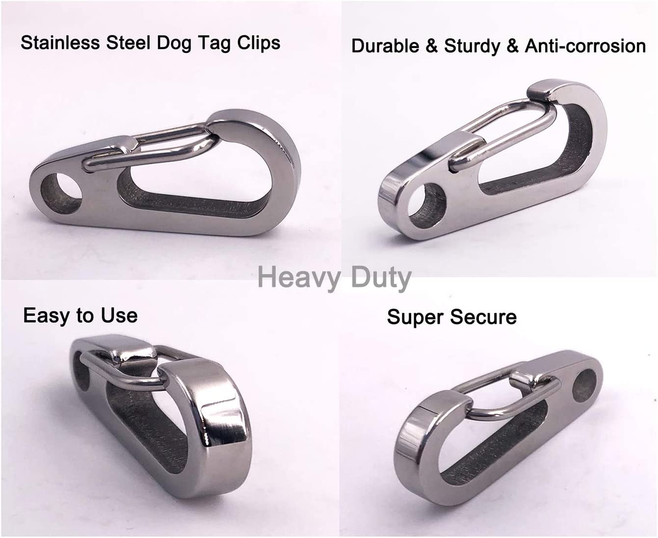 2 Pack Dog Tag Clips, Stainless Steel Heavy Duty Quick Clips Pet ID Tag