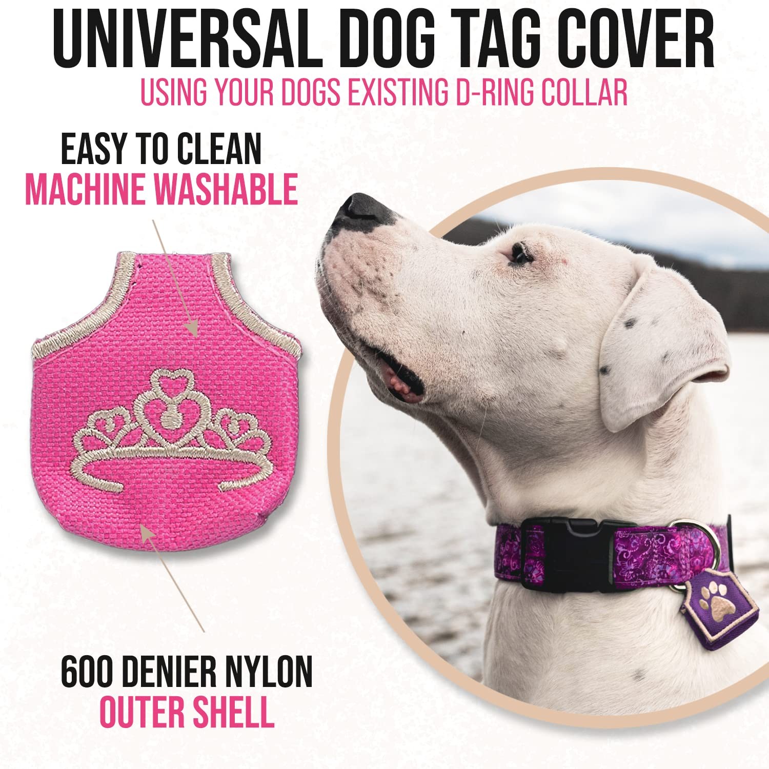 Dog Tag Silencer, Pink Princess – Quiet Noisy Pet Tags – Fits Up to Four Pet …