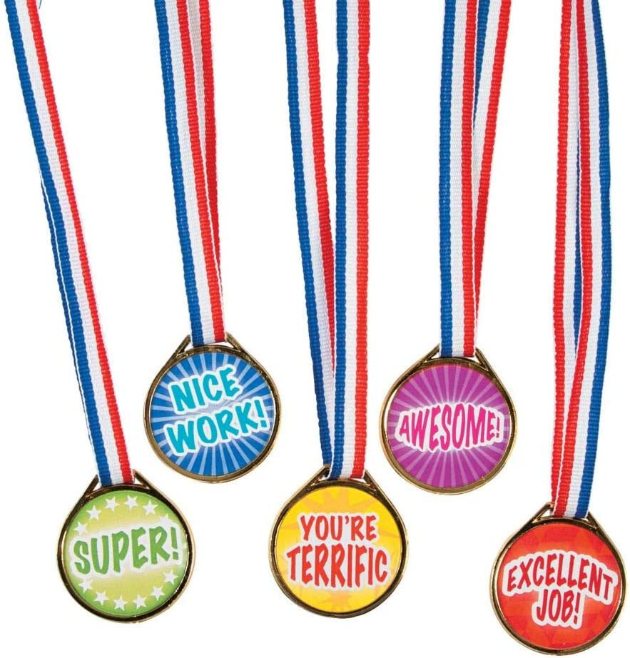 Award Medals Assortment (50 Pack) Medals on 16″ Patriotic Ribbons
