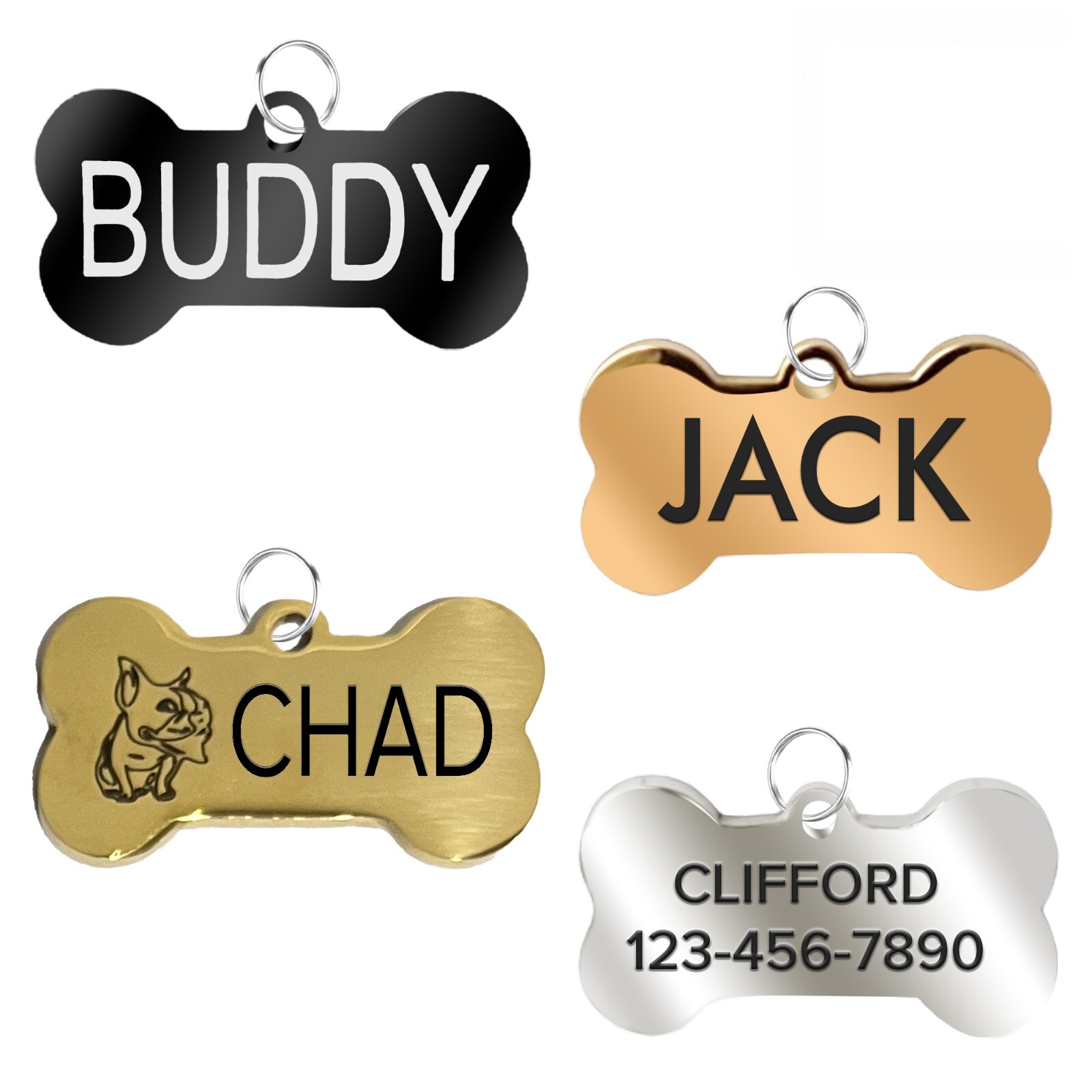STAINLESS STEEL DOG CAT PET NAME ID TAG CUSTOM DOUBLE-SIDED ENGRAVED 50%+ OFF