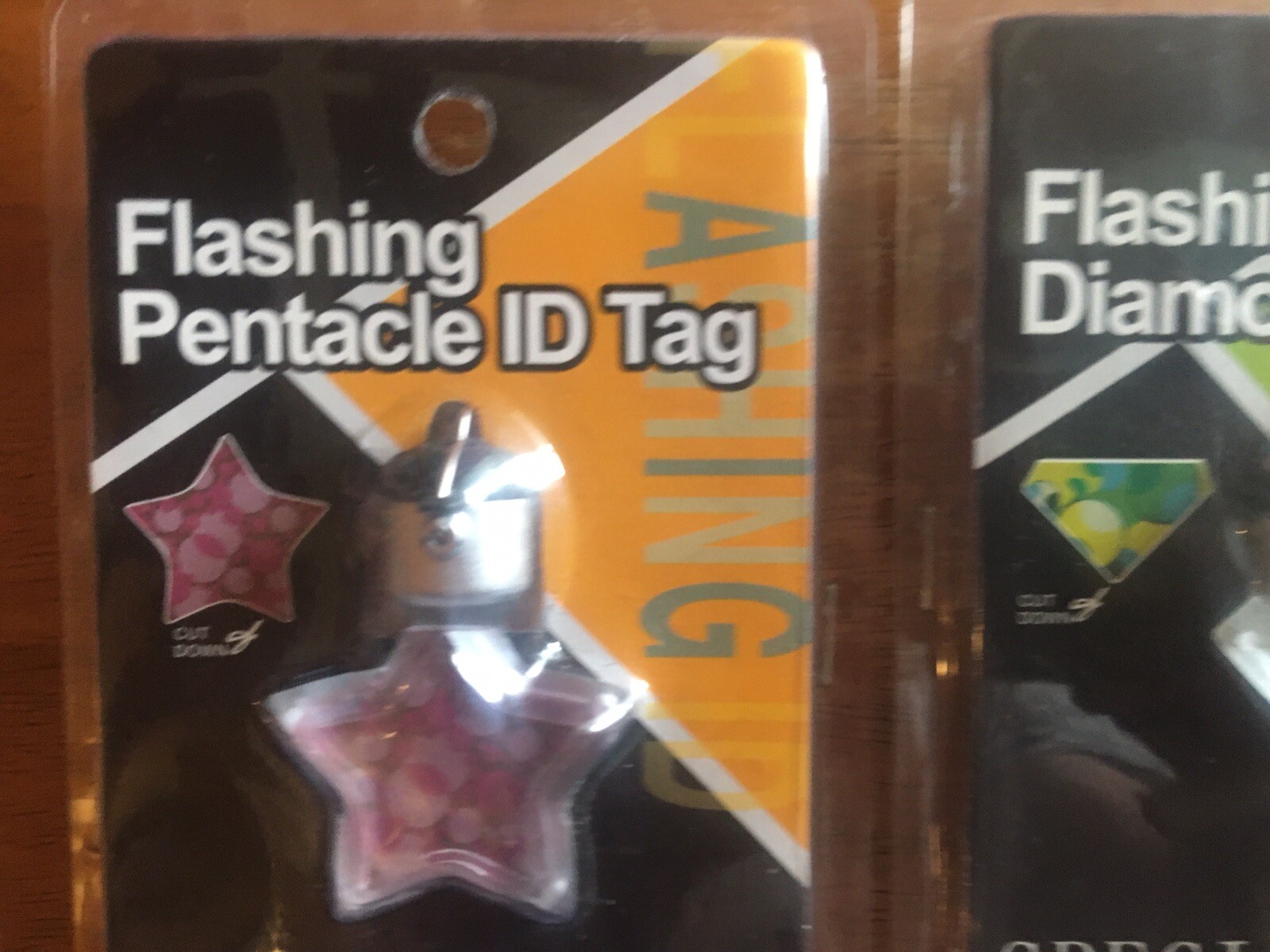 Flashing Small Diamond & Pentacle ID Tags Specialties #2 Set New Sealed!