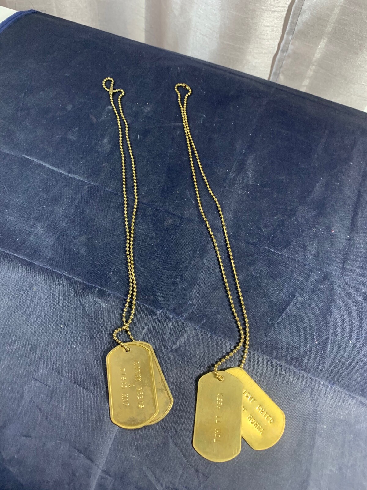 DOG TAG NECKLACES VINTAGE FUNNY GOLD COLOR FUNNY QUOTES ON EACH