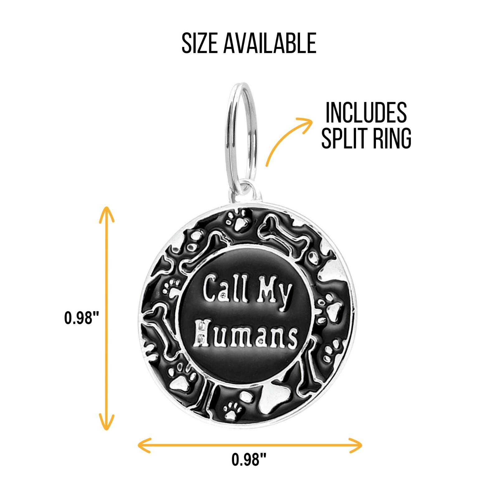 Personalized Call My Humans Dog tag Engraved Cute paw for Puppies with Ring
