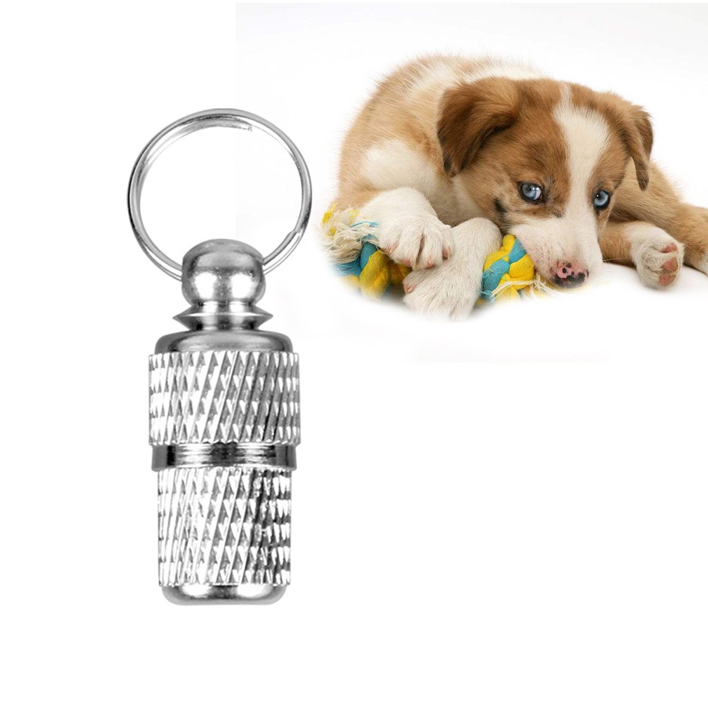 2Pcs Durable Cat Dog Id Tubes Silver Portable Collar Tags with Attachment Ring