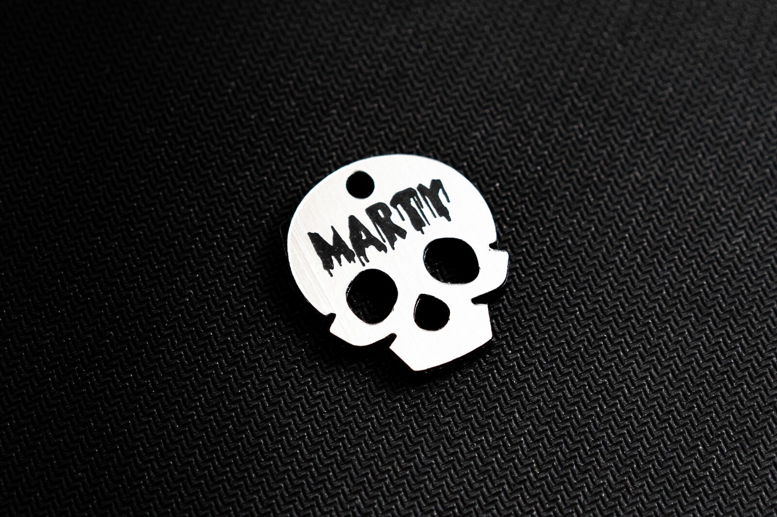 Silver Skull Personalized Dog Cat Pet ID Skull Charm Keychain Collar Human Tag