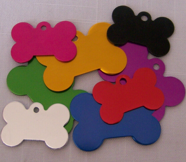 20pcs/lot Aluminum Dog ID Tags Round/Paw/Bone/Heart Shape Custom Blank Pet Tags