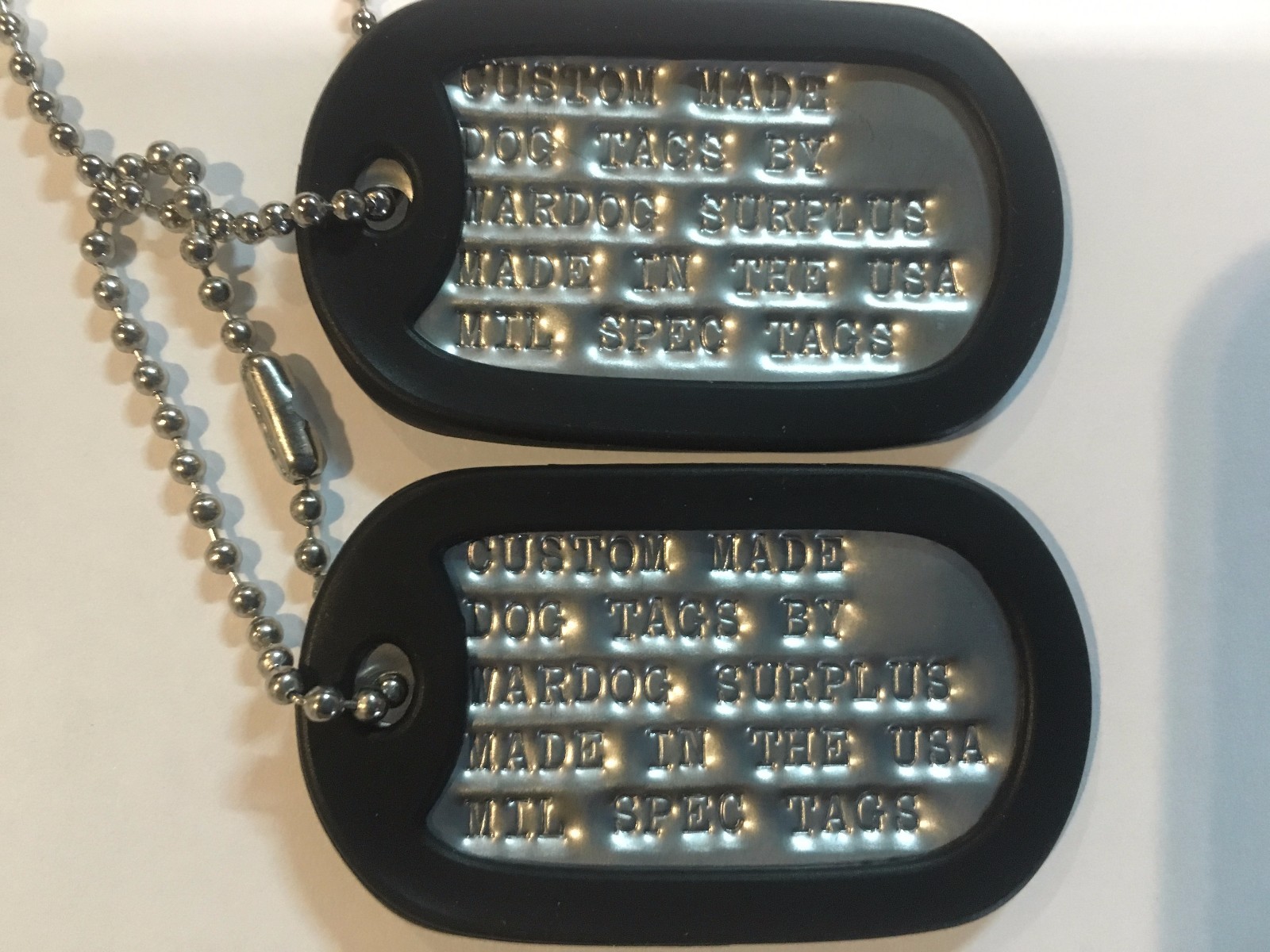 MILITARY CUSTOM ID DOG TAGS WITH CHAIN & SILENCERS OFFICIAL GI ARMY USMC SPEC