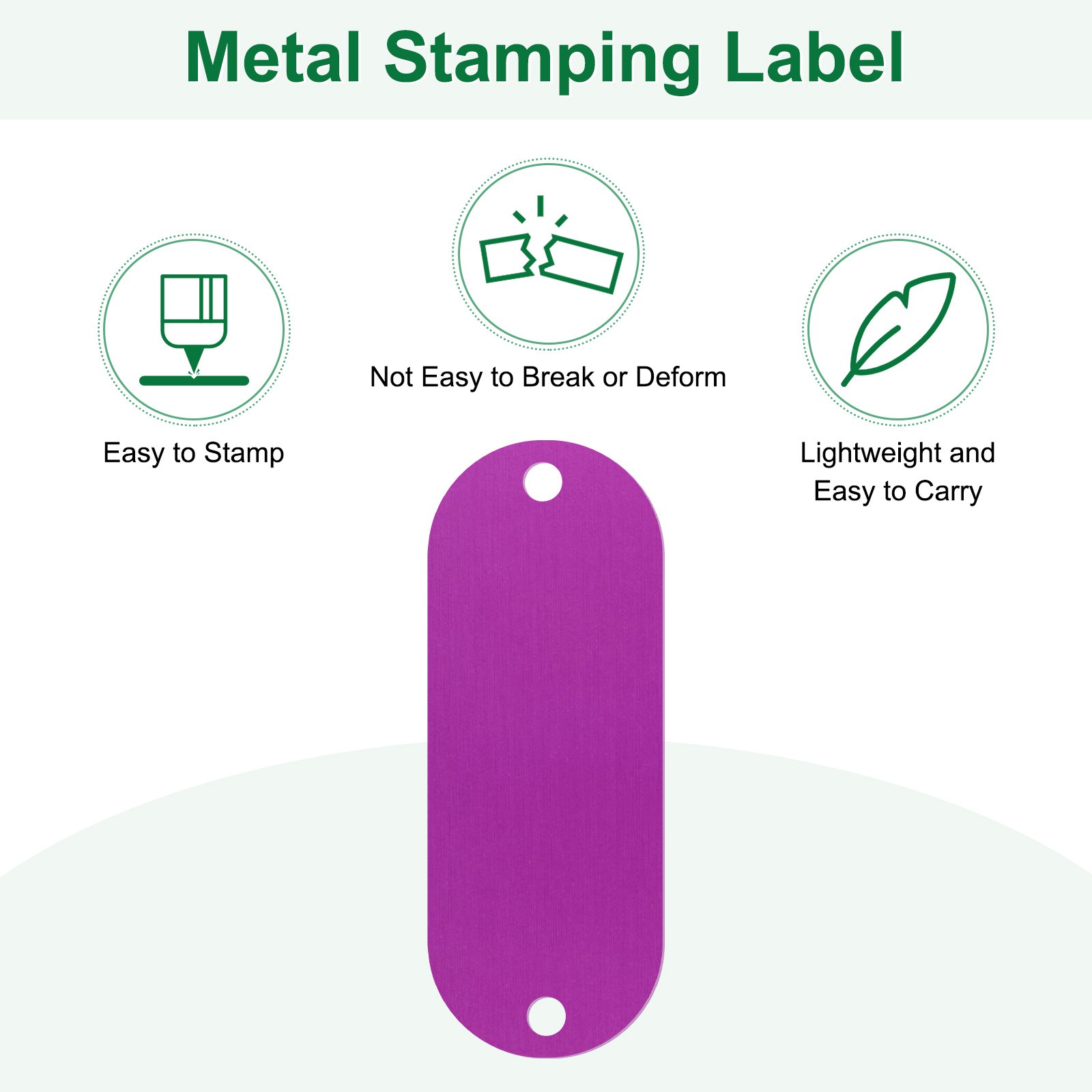 25-Pack 2″ x 0.75″ x 0.04″( L x W x T ) Blank Dog Tags [Purple, 2 Holes]