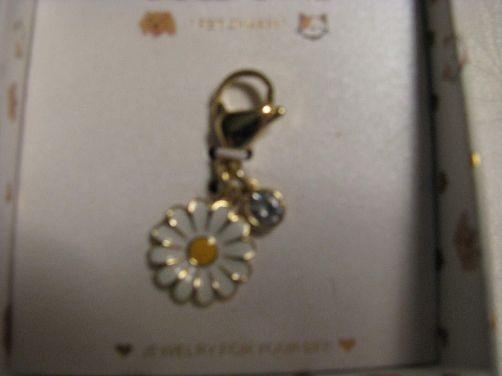 NEW Gold Cat Pet Charm Daisy & Crystal Boxed