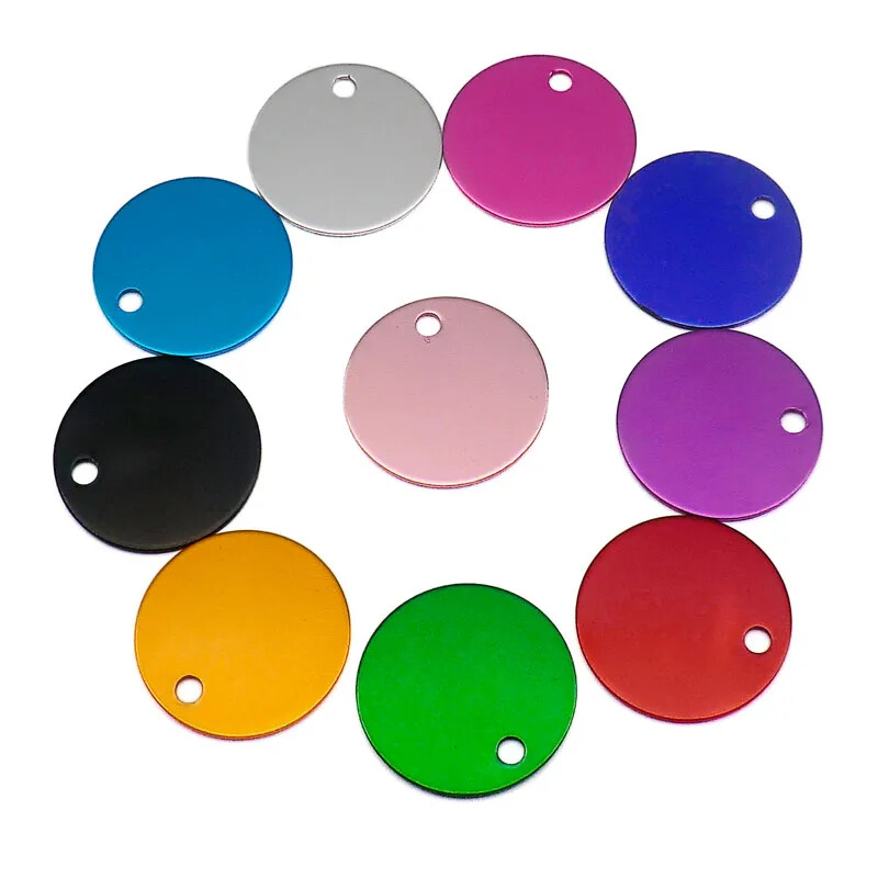 100Pcs Anodizing Aluminum Dog Tag Name Dog ID Tags Collar Customized Engraving