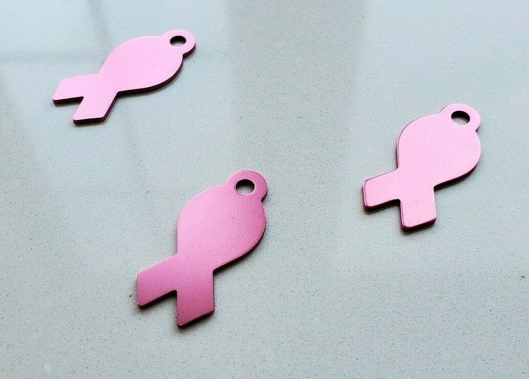 PET TAG PINK CANCER AWARENESS CHARM ACCESSORY ID (NOT ENGRAVED)