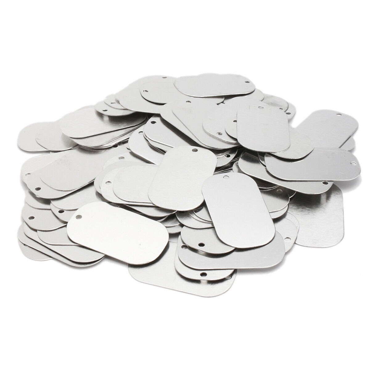 10 Blank Glossy Silver Aluminum Dog/Cat Tags (1-1/8″ x 2″)-NEW-FAST SHIPPING-USA