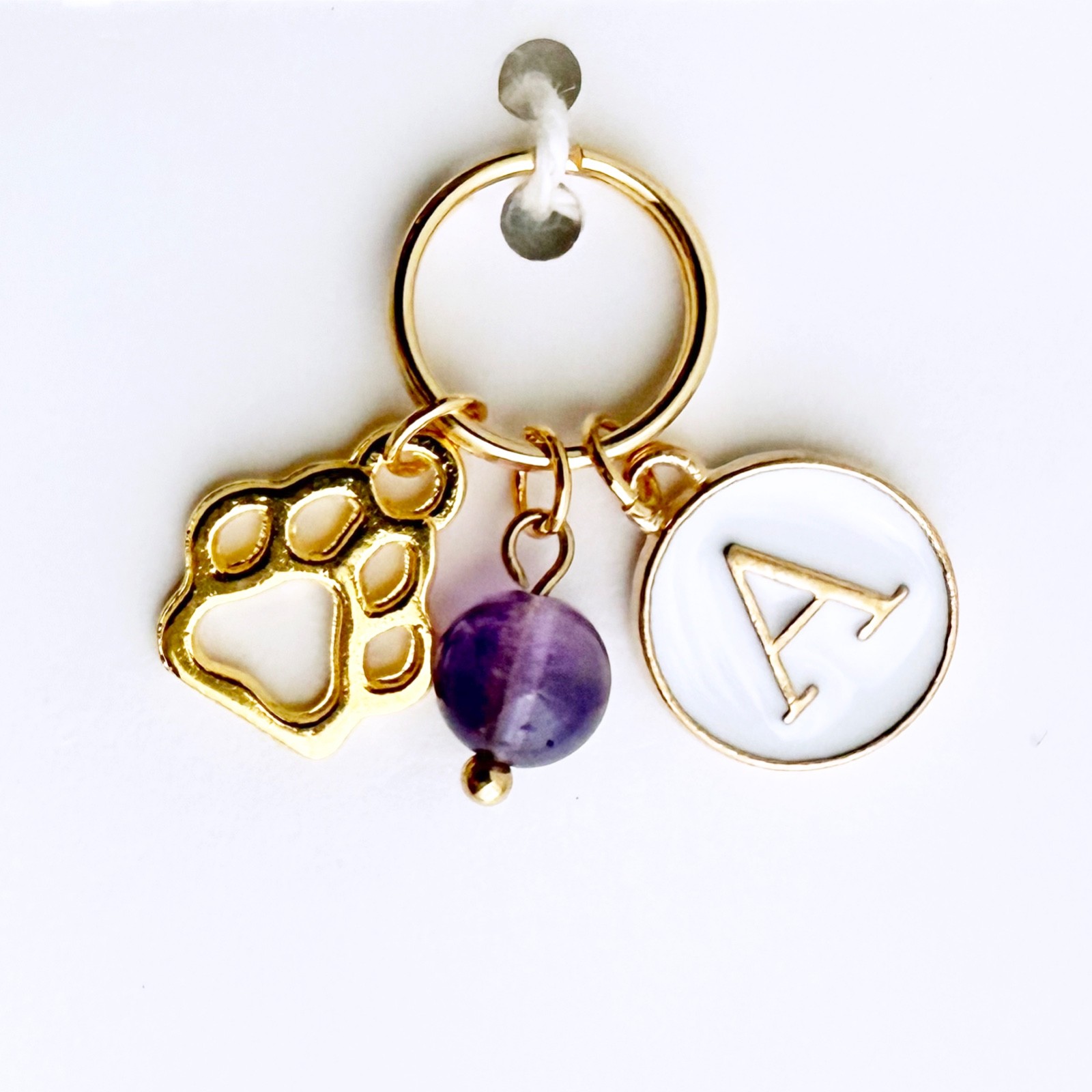 Pet Crystal Gemstone Cute Paw Personalized Name Initial Tag for Cats or Dogs