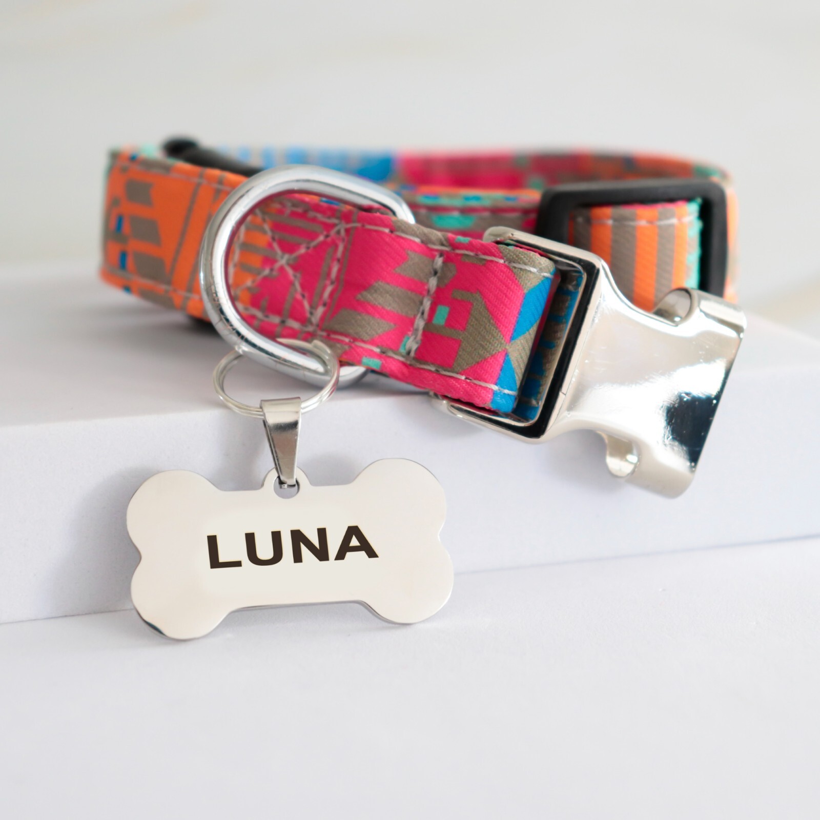 Personalized Stainless Steel Cute Shiny Bling Custom Bone Shape Pet Tag ID