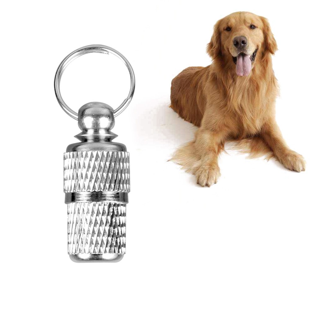 2Pcs Silver Reusable Pet Id Tubes with Ring Lightweight Dog Cat Collar