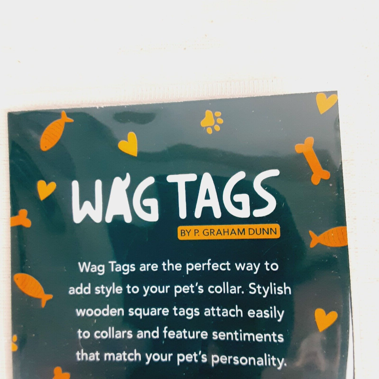 P Graham Dunn WAG TAGS Pet Collar Charms Wooden Square 1.5″ Set of 3 Assorted