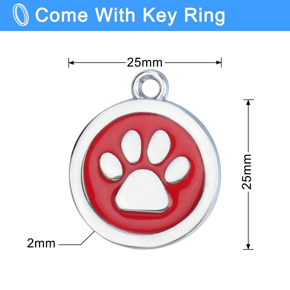 Paw Glitter Personalized Dog Tags Free Engraved Cat Pet Puppy Kitten Name Number