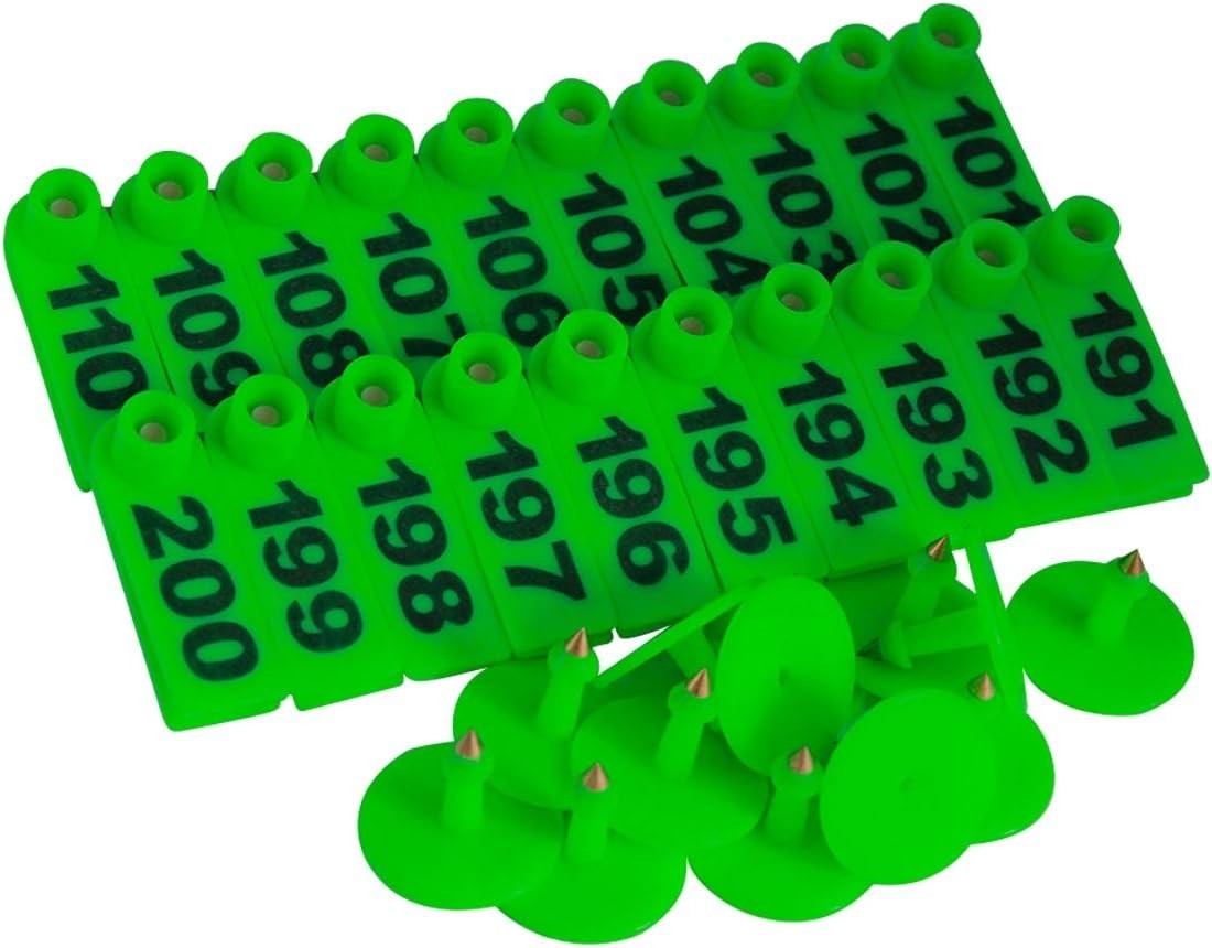 Animal Identification Made Easy – 200 Green Plastic Ear Tags for Small Livestock
