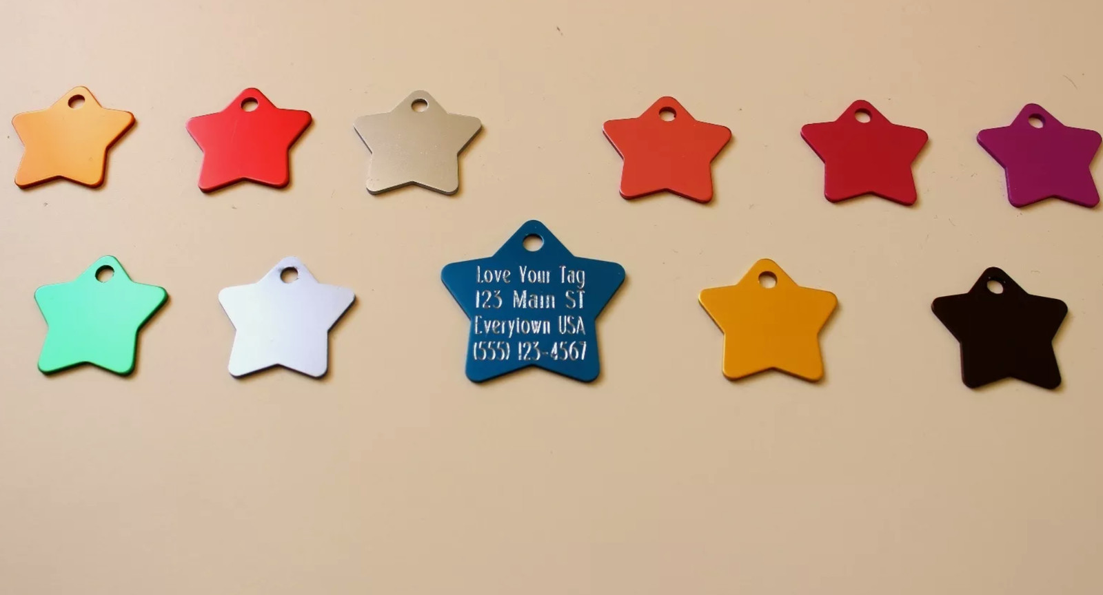100pcs Wholesale Bulk STAR Pet Dog Cat Identification Name Tags Aluminum 9 Color