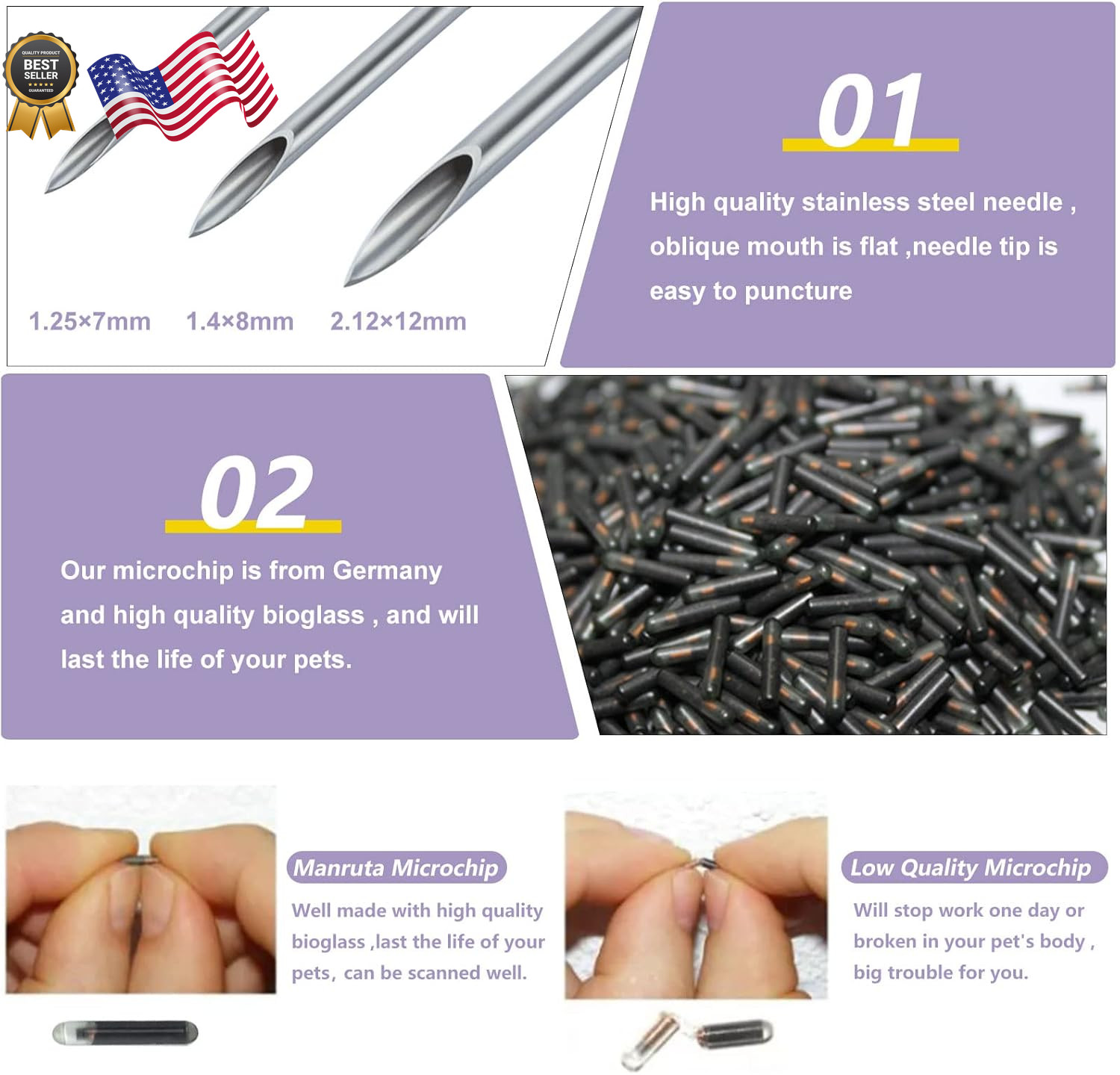100 Pack Pet ID Microchip for Dogs and Cats Identification and Registration 1