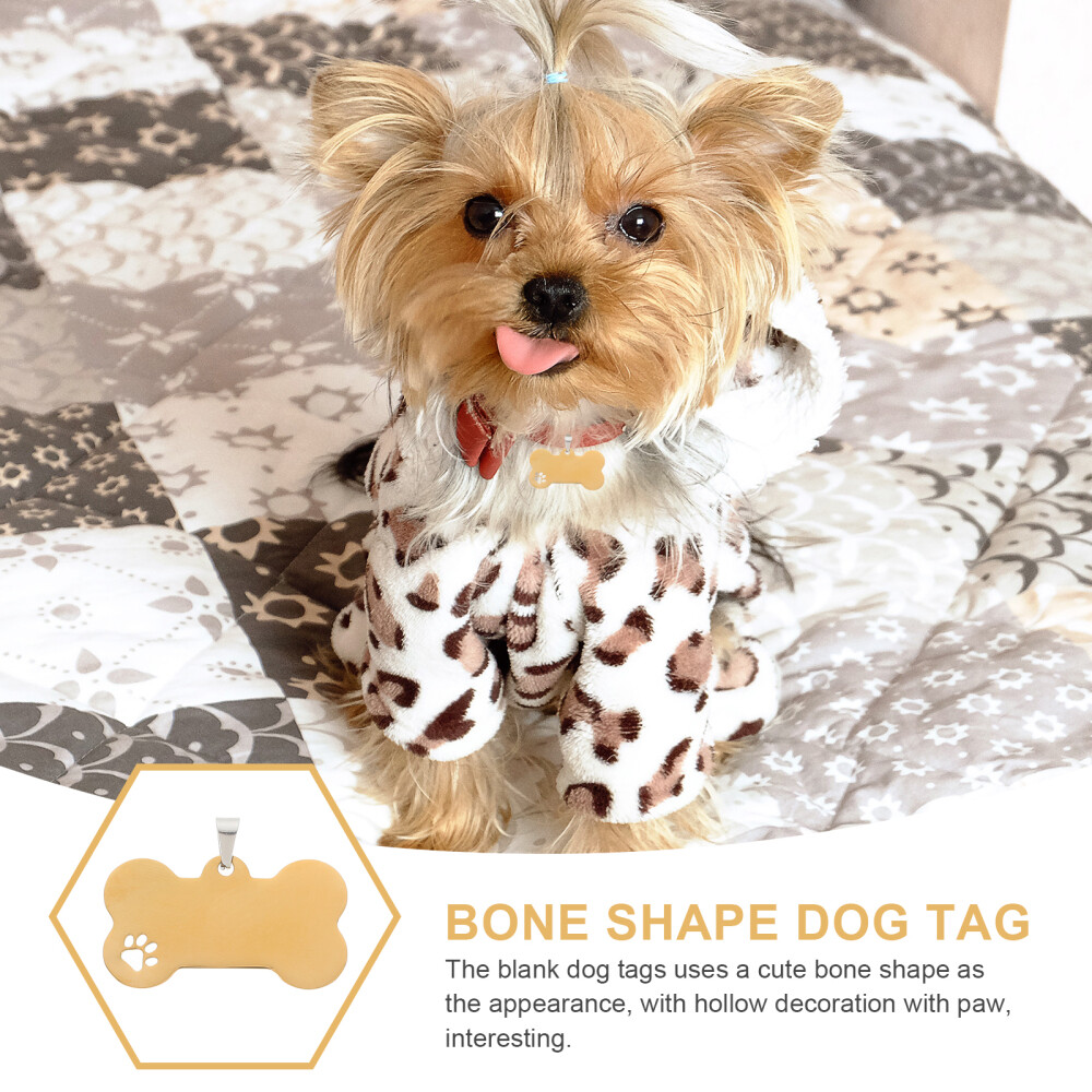 5PCS Cartoon Bone Shape Dog Tag Stainless DIY Pet Hanging Tag Blank Pet Name Tag