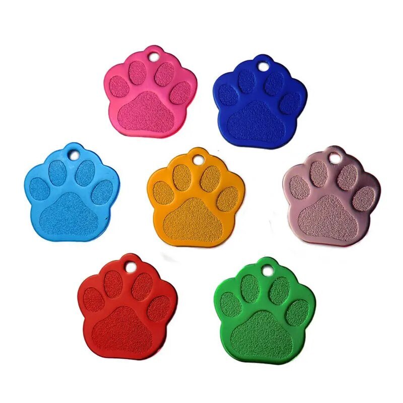 Personalized Anodized PAW Aluminum Pet ID Tags Collars Custom For Dog Cat