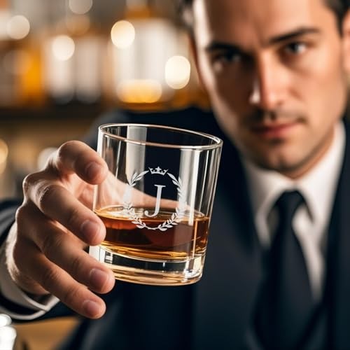 Fathers Day Gift for Dad Husband Grandpa, Personalized Whiskey Glasses Gifts J