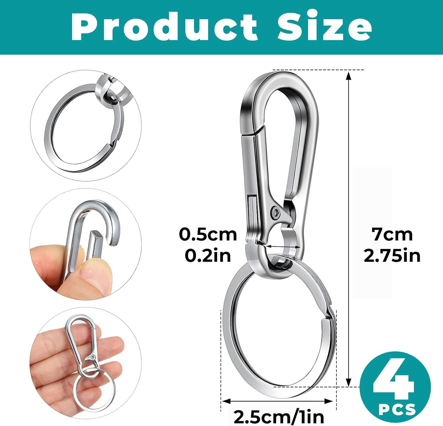 Dog Tag Clips, Stainless Steel Heavy Duty Ring Pet Tag Key Ring Clips, Pet Tags