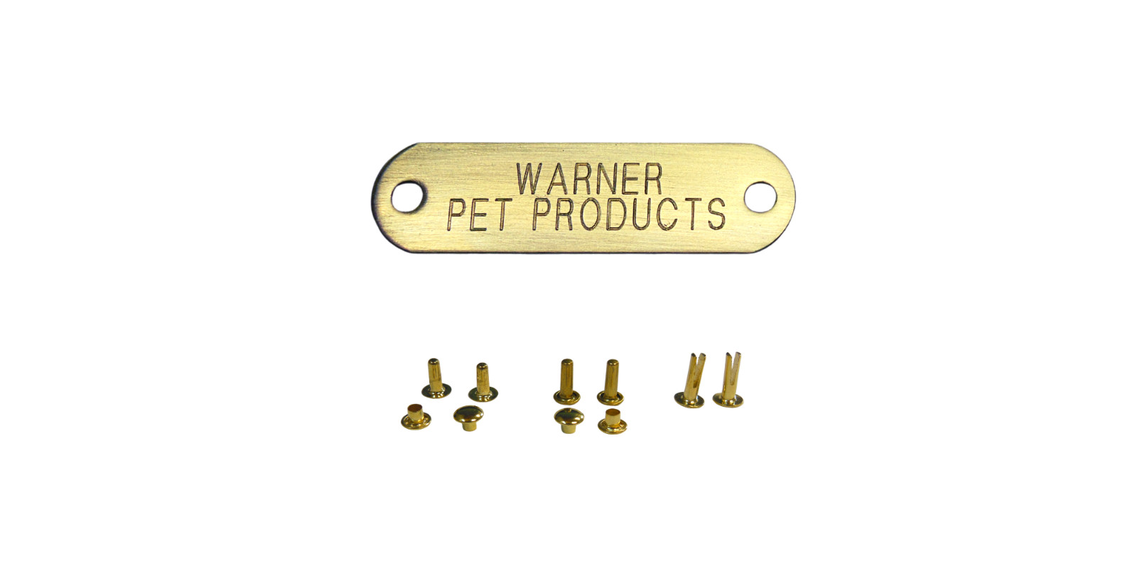 WARNER BRASS DOG TAG FOR DOG COLLAR with 3 SET OF RIVET * BRASS PET ID TAG