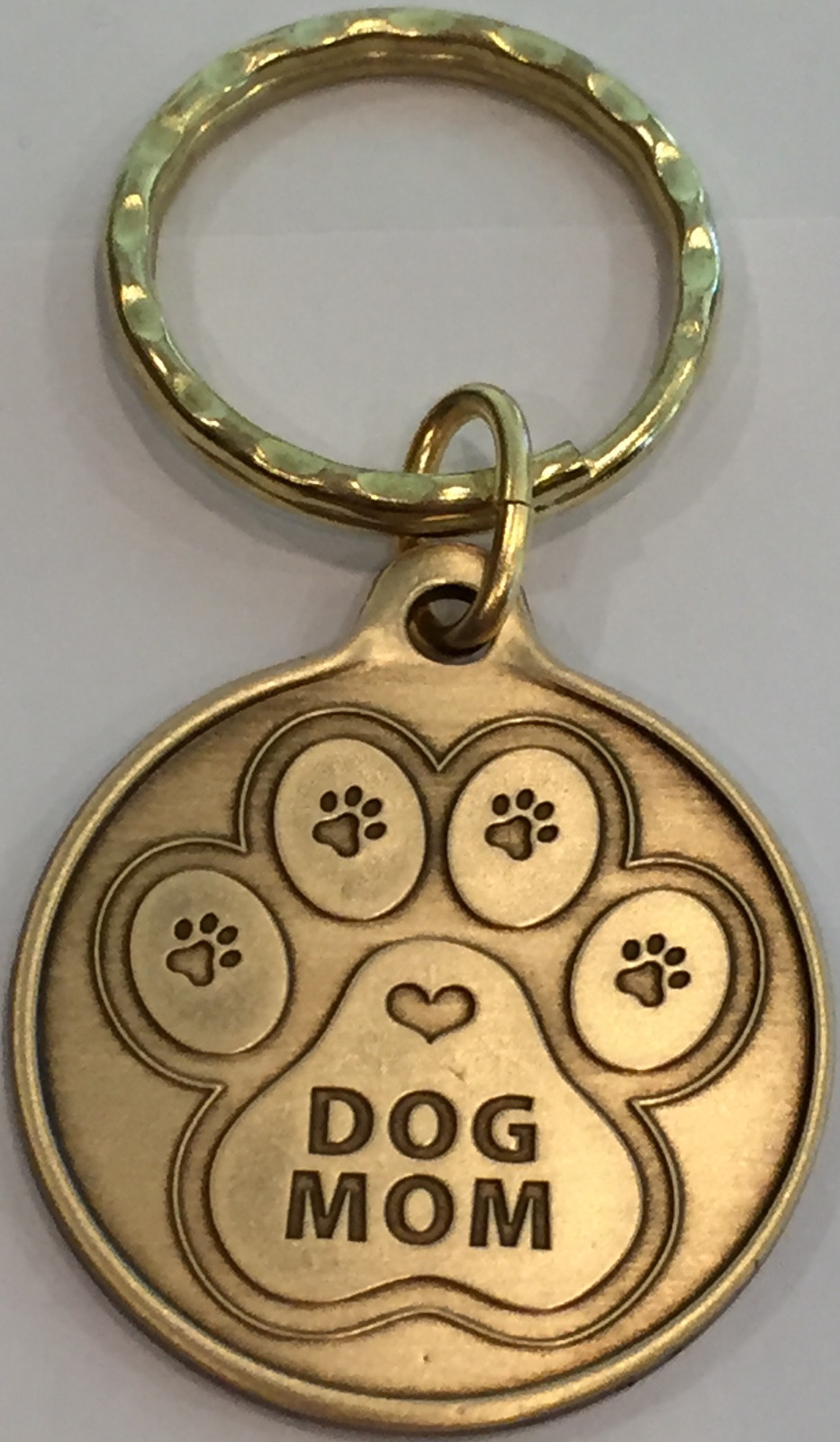 Dog Mom Paw Print Heart – A True Friend Dog Pet Key Chain Tag Keychain Bronze