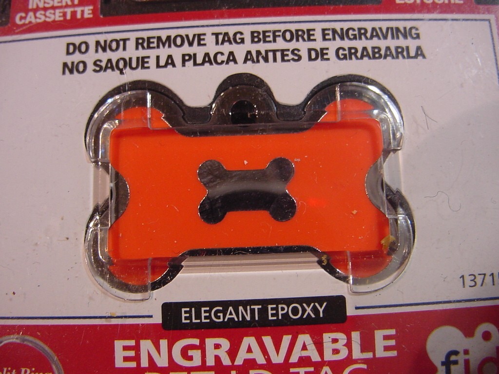 NEW – FIDO ENGRAVABLE PET I.D. TAG – ORANGE DOG BONE
