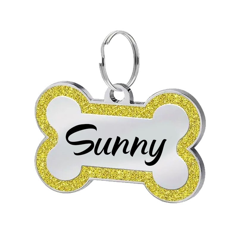 Custom Bone Large Dog Tag Placa ID Perro Grande Deep Engraved Stainless USA